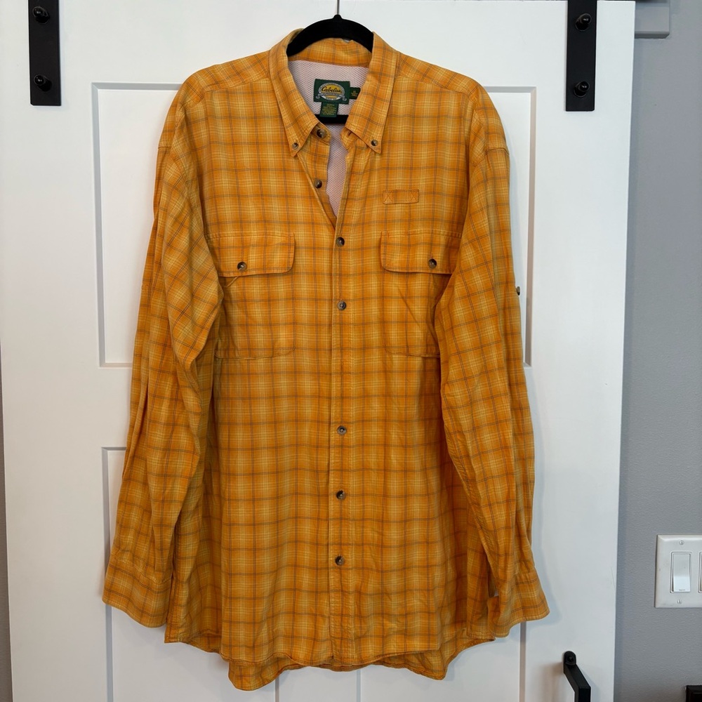 Cabela's Mustard Plaid Outdoor Shirt